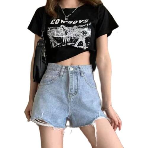 Streetwear High Waist Wide Leg Denim Shorts For Women 2021 New Jean Shorts Women Summer Korean Style Women Loose Short Shorts