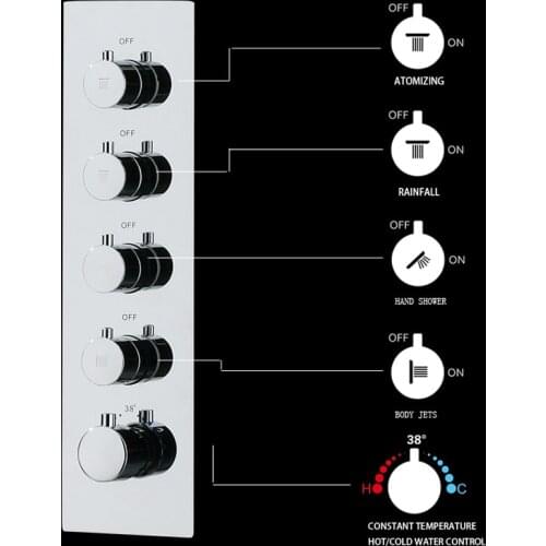 Bathroom Bath Shower Faucet Valve 2~4 Ways Thermostatic / Hot And Cold Mixing Tap Super Large Water Flow For Big Shower Head