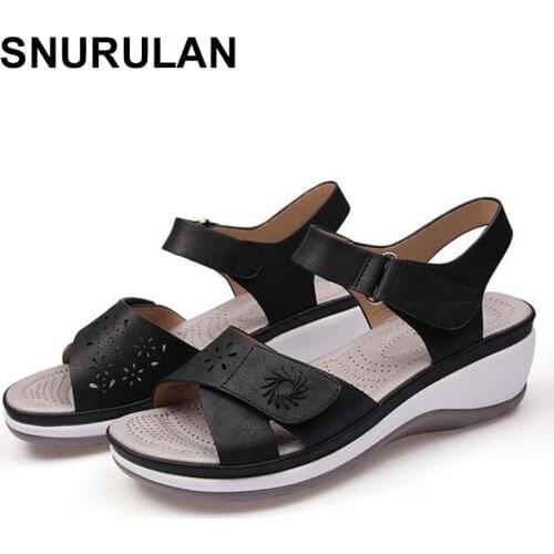 SNURULAN Summer shoes Female Fashion womens beach sandals round head slope comfortable lightweight sandals womens casual shoes