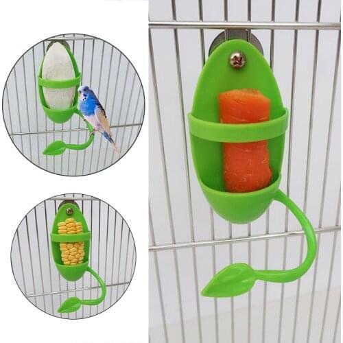 Light green Plastic Parrot Feeder Creative Hanging Bird Cage Feeder Parrot Feeding Toy Food Fruit Basket Holder Accessories