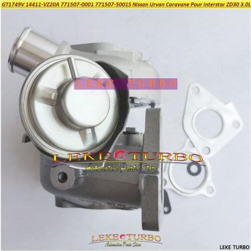 Turbo GT1749V 771507 14411-VZ20A 771507-0001 VZ20A 771507-5001S Turbocharger For Nissan Urvan Caravane Pour interstar ZD30 3.0L