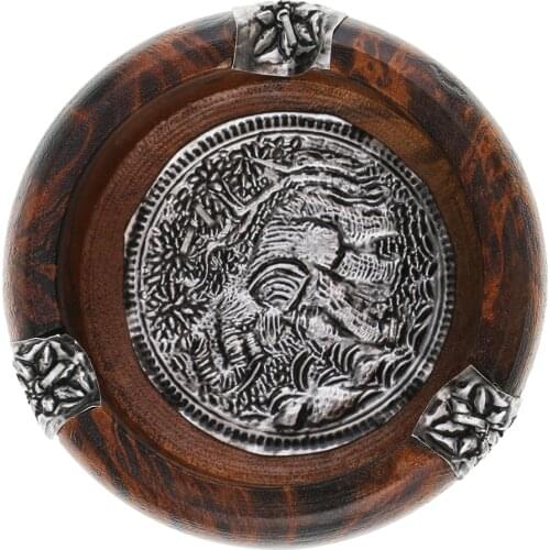 Elephant Wood Ashtray Vintage Cigar Smoke Round 3.0 x 3.0 x 1.4inch
