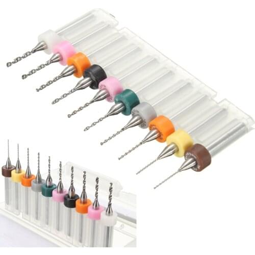 Top Quality 10pcs/set 0.6-1.5mm Carbide PCB Drill Bit Engraving CNC PCB Bits for Rotary Burrs Twist Drilling Tool Best Promotion