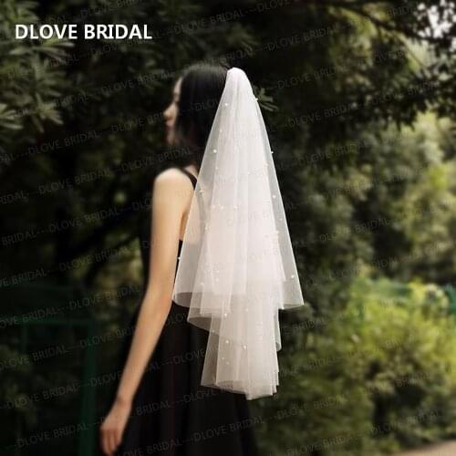 Pearl Bridal Wedding Veil Two Layer Bridal Veils with Comb Wedding Hair Accessory High Quality