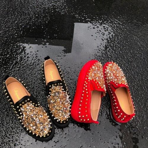 2020 Spring Summer Women Flats Platform Sneakers Crystal Rivers lady shoes slip on creepers moccasins Red Plus Size 42 43 44