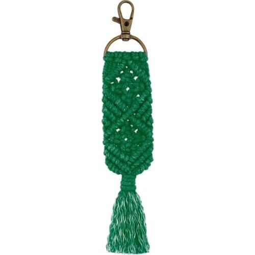 Y166 Tassel Macrame Keychains for Women Boho Handmade key Holder Keyring Macrame Bag Charm Car Hanging Jewelry Gifts