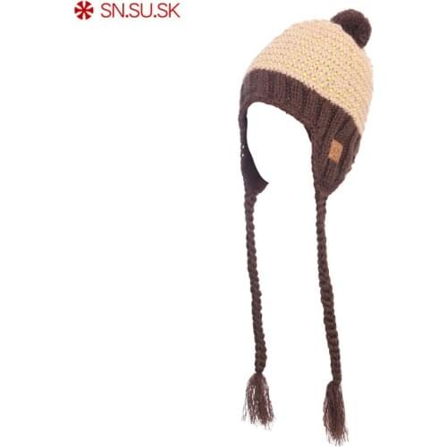 SN.SU.SK Brand Winter Warm Women Ear cap Cap Snowboard Knitting Skating Skull Cap Hat Beanies Turtleneck Cap Touca Gorro