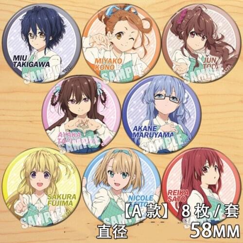 58mm Anime 22/7 badge Takigawa Kono Sato Toda Badges Girls Brooch Fans