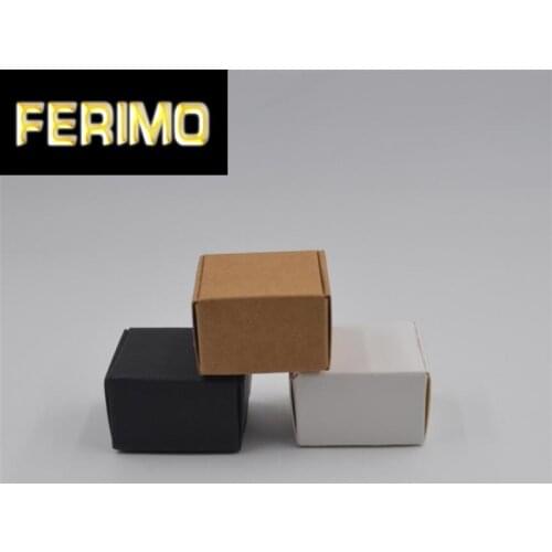 500Pcs 3.7x3.7x2cm White Kraft Paper Box Black Cardboard Candy Box Blank Carton Small Parts Packaging Boxes Wedding Favors Box