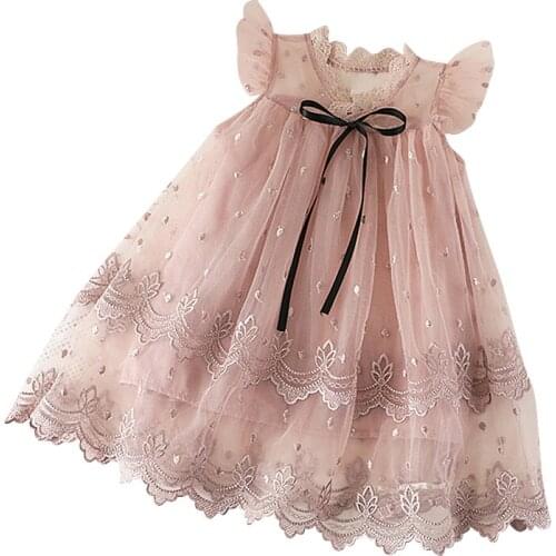 5150 Ribbons Lace Toddler Princess Baby Girl Dress 2020 New Summer Party Wedding Kid Dress For Girl Easter Day Wholesale Clothes