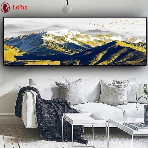 5d diy Diamond Painting Abstract Natural Golden Bird Snow Mountain diamond Embroidery full round Mosaic Diamond cross stitch