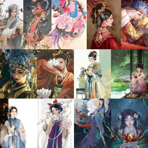 Full Round Drill Diamond Painting DIY 5D Ancient Peking Opera Girl Character Series Decoration Creative Gift Hanging Painting