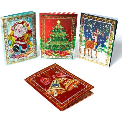 5d Diy Diamond Painting Card Christmas Birthday Greeting Card For Friends Parents Kids With Envelope 4pcs With Sepcial Diamond