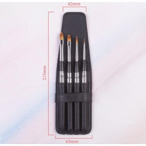 Artsecret 4pcs brushes PBT-782 Set taklon hair aluminum ferrule cap paint brush set with PU pouch