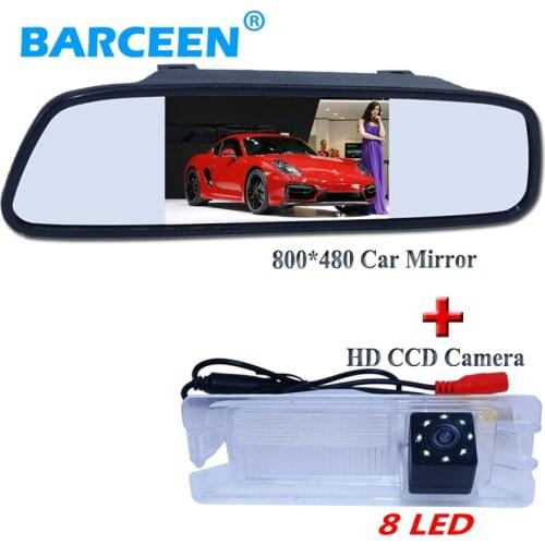 Ccd image car parking camera bring 8 led with hd lcd car mirror displaky for Nissan March for Renault Logan for Renault Sandero