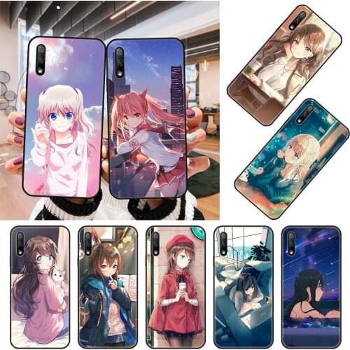 Phone Case For Huawei Honor 9X 9 9A 10 20 8X 8A 8S 7X 7A i 6A Pro Play Lite Black Cover Hoesjes Trend Back Anime Cute Sexy Girl