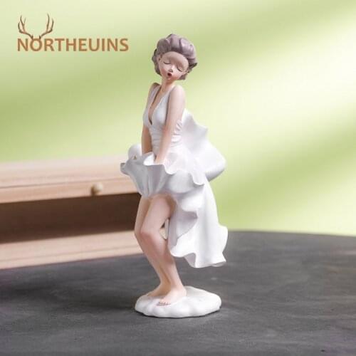 NORTHEUINS 26cm Resin Sexy Girl Monroe Statue Modern Creative Lady Figurines For Interior Home Desktop Art Decoration Accessorie