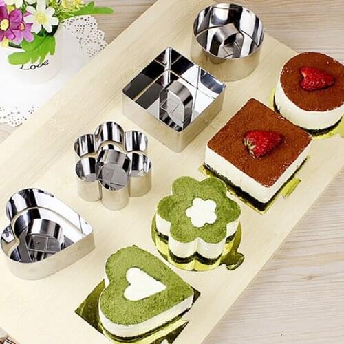 Stainless Steel Mousse Cake Ring Cheese Cooking Rings With Pusher Plate Small Circle Cutter Salad Cake Moulds Baking Tools