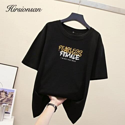 Hirsionsan Letter Printed Cotton T Shirt Women Summer Hot Tshirt Korean Aesthetic Tees for Ladies Ins Soft Oversized Female Tops