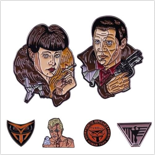 HOSENG Blade Runner Rick and Rachel Movie Fashion Brooch Halloween Gift Alloy Backpack Lapel Enamel Luxury Jewelry Pin HS_277