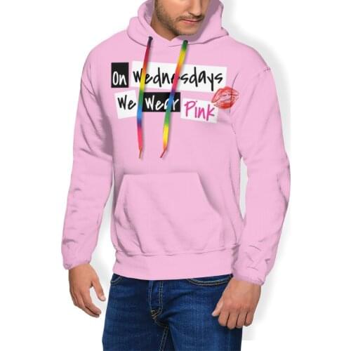 Mean Girls Hoodie On Wednesdays We Wear Pink Hoodies Outdoor Autumn Pullover Hoodie Polyester Men Hoodies