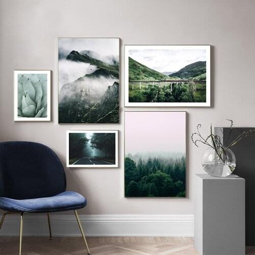 Forest Landscape Canvas Painting Highway Wall Art Poster Picture Nature Scenery Print Nordic Poster Living Room Wall Decoration