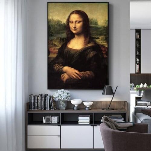 Smile Of Mona Lisa Portrait Canvas Art Painting Reproductions Classical Da Vinci Famous Art Prints For Living Room Cuadros