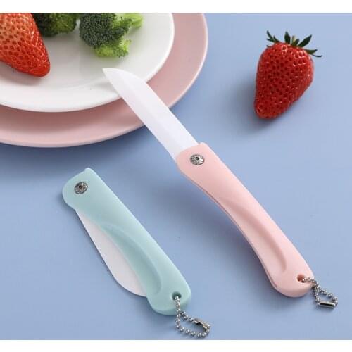 Ceramics Foldable Pocket Knife Mini Portable Folding Knife Fruit Cutter Practical Camping Outdoor Supplies Hand Tools