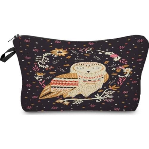 Floral Owl Printed Makeup Bag Cute Fashion Cosmetic Bags New Hot Sale Womens Bag High Quality Pencil Cases Portable Storage Bag
