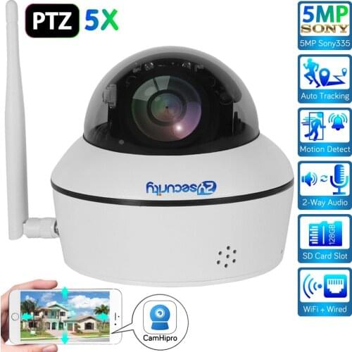 5MP WiFi Dome PTZ Camera Outdoor 5X Optical Zoom H.265 Two Way Audio Wireless Speed Dome IP Camera Network Video Surveillance