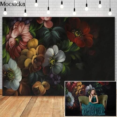 Mocsicka Blooming Vintage Floral Photography Backdrops Hand Painted Flower Texture Art Photographic Studio Photo Backgrounds