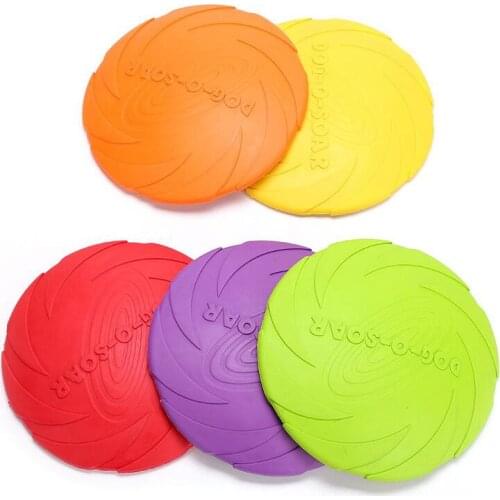 1pcs Soft Flexible Rubber Flying Disc Dog Toys 4 Colors Floating Foldable Flyer Disc Interactive Training Pet Dog Supplies