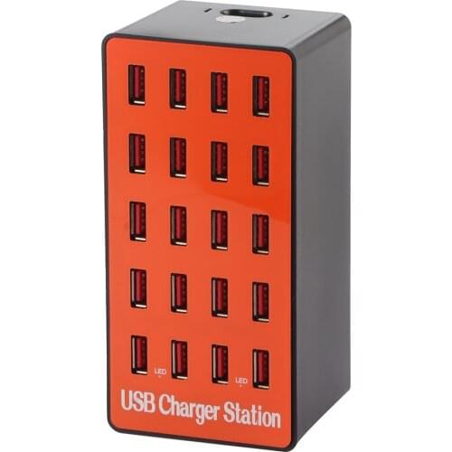 20-Port USB Hub Charger Power Adapter Wall Fast Charging Dock Station 100W for Apple iPhone iPad Samsung Huawei Smartphone Table