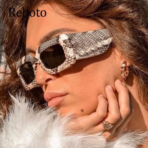 Sexy Flower Rectangle Sun Glasses For Female 2021 Oversized Big Frame Snakeskin Shades For Women Vintage Square Square Glasses