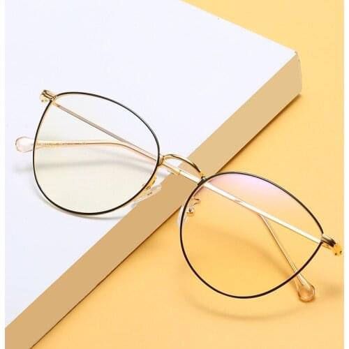 Blue Light Blocking Glasses Cute Anti Eye Strain Fashion Metal Frame Glasses For Reading Play Computer HSJ88