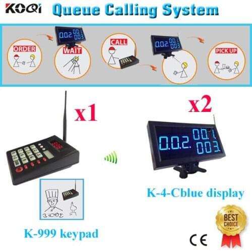 Paging System Popular In Fast Food Restaurant Restaurant Table Buzzer Bell Give Customer Waiting( 1 keypad + 2 display screen)