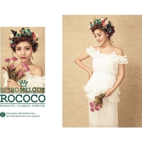 Maternity Dress Women Pregnants Sexy Photography Props Short Sleeve Maternity Solid Lace Long Dress Art Photo Dress #730