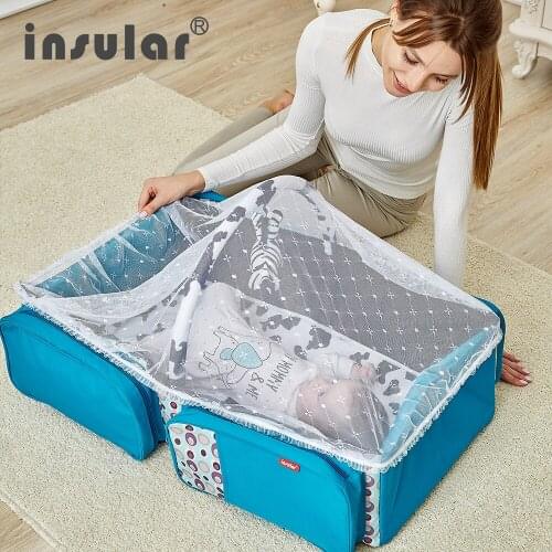 Insular Portable Baby Cribs Multifunction 2 in 1 Diaper Mummy Bag Newborn Safe Travel Folding Baby Bed Nappy Stroller Bags