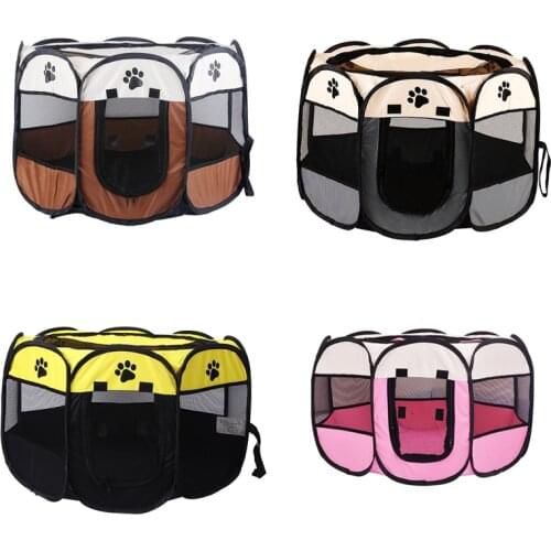 Portable Pet Cage Folding Pet Tent Outdoor Dog House Octagon Cage For Cat Indoor Playpen Puppy Cats Kennel Easy Operation