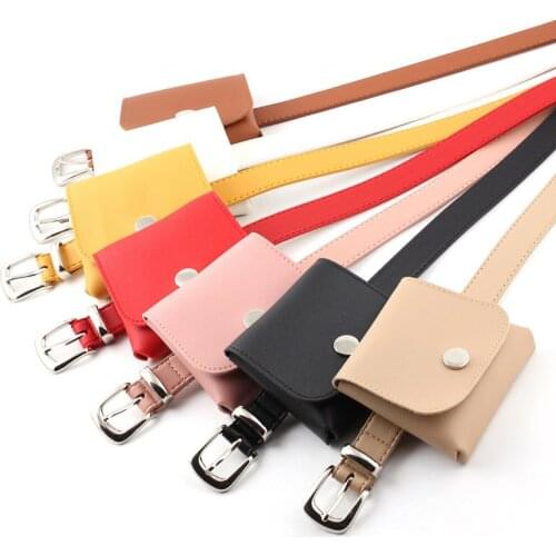 Womens Practical Faux Leather Belt Ladies Fashion Dress Decorative Waistbelt Detachable Mobile Phone Bag Belt