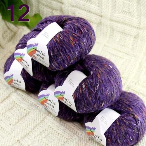 Sale of colorful 6ballsX50g thread camel hair color broken dyed line knitted scarf coat line mohair wool Colorful Thistle 12