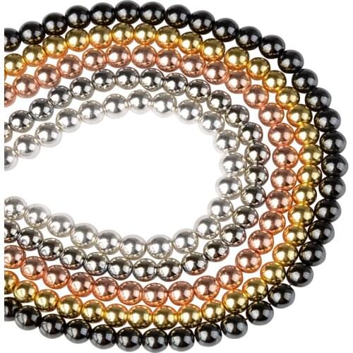 Natural Stone Black Hematite Beads Round Loose 2 3 4 6 8 10 12 MM 15.5"- Per Strand Pick Size DIY For Jewelry Making Accessories