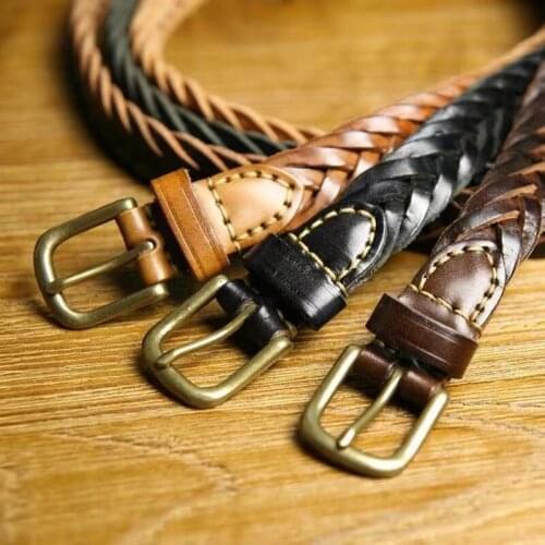 3CM Designer New Leather Ladies Belt Woven Top Quality Handmade Casual Belt Jeans Pants Dress With Pin Buckle Ceinture Femme