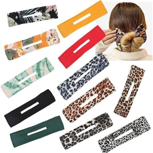 2021 Women Hairstyle Tool Retro Deft Bun Elegant Hair Scrunchies Twist Headwear Hair Accessories Leopard Print Girl Headdress