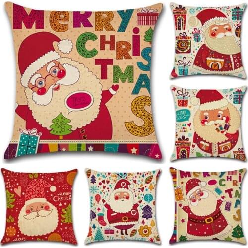 Christmas Cushion Christmas Decoration Christmas Tree Santa Claus JOY Gift pattern Sofa Santa Gifts Decorative Pillows 45*45cm