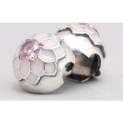 S925 DIY Jewelry Blooming Dahlia Clips Stoppers Charm fit Lady Bracelets Bangle Girl Gift Lady