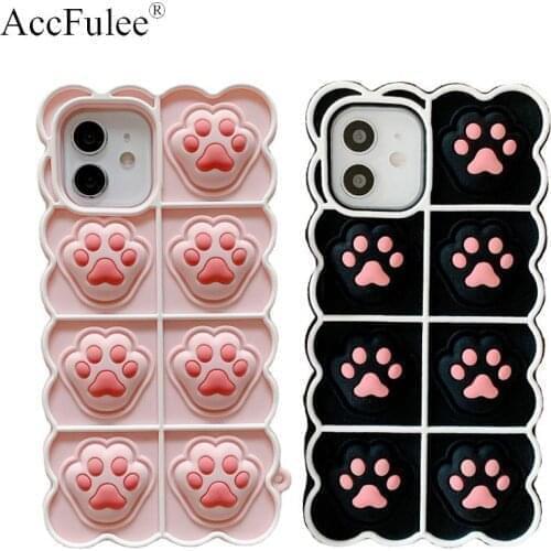 Cute Reliver Stress Bubble Cat Paw Case For Xiaomi Redmi 10 Note 9 Pro Max 9T K40 Pro K30 Mi 10T Lite 10i Silicon Phone Cover