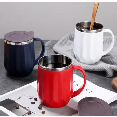 Nordic Coffee Mug Thermos Insulation Stainless Steel Water Bottle with Lid Handle Drinkware Simple Tea Mug Office Drinking Cup