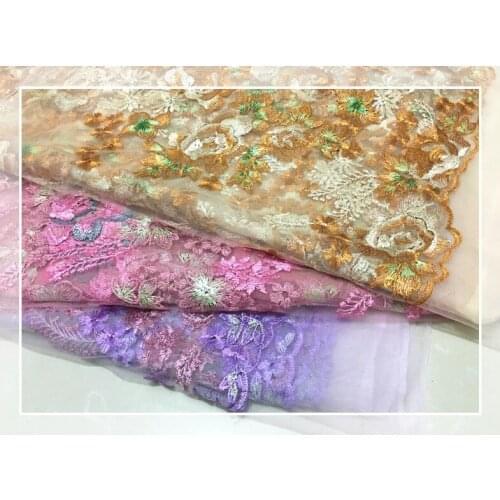 Three-dimensional soft mesh lace embroidered princess dress dress wedding dress wave lace fabric designer fabric