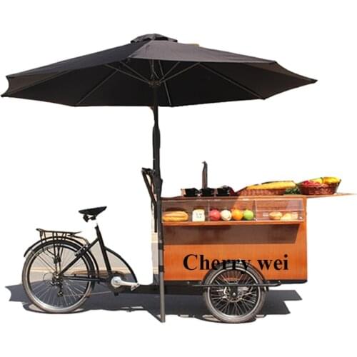 Convenient food tricycle pedal/electric mobile food cart bike food trailer coffee kiosk for sale